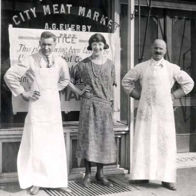 Employees of the City Meat Market in Wallace, Idaho, ca. 1920s